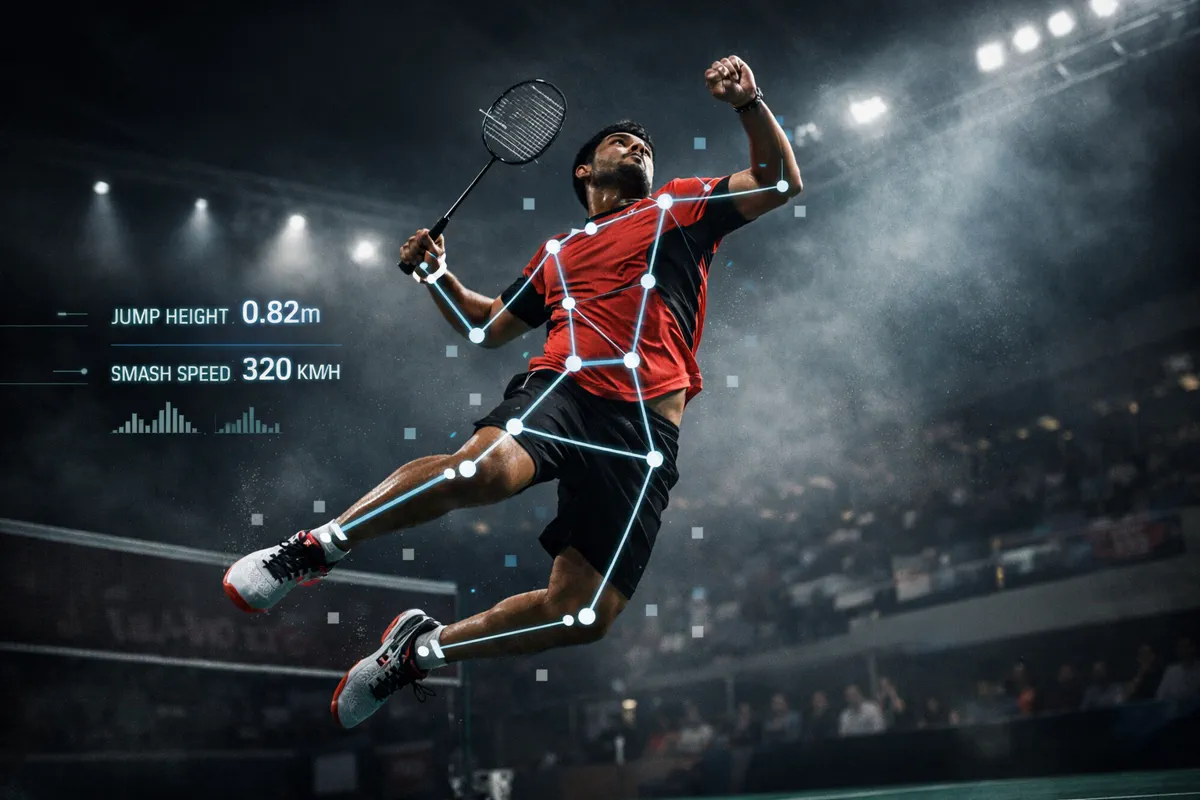 Badminton players in action